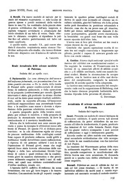 Il policlinico. Sezione pratica periodico di medicina, chirurgia e igiene