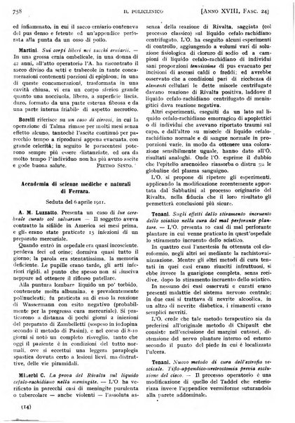 Il policlinico. Sezione pratica periodico di medicina, chirurgia e igiene