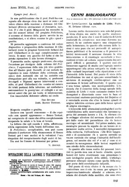 Il policlinico. Sezione pratica periodico di medicina, chirurgia e igiene