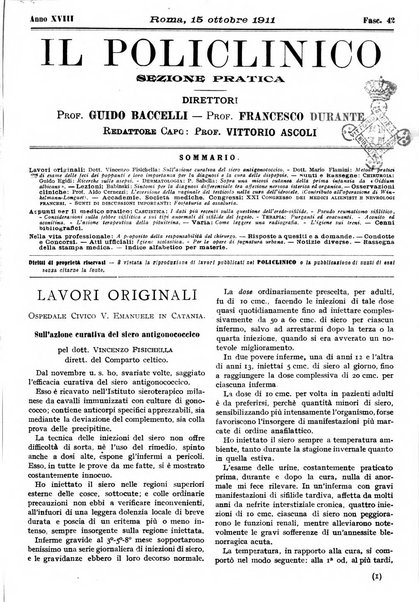 Il policlinico. Sezione pratica periodico di medicina, chirurgia e igiene