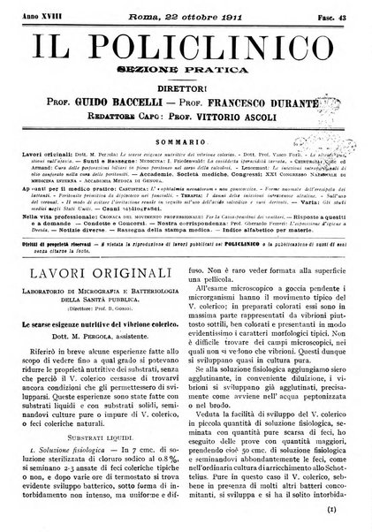 Il policlinico. Sezione pratica periodico di medicina, chirurgia e igiene