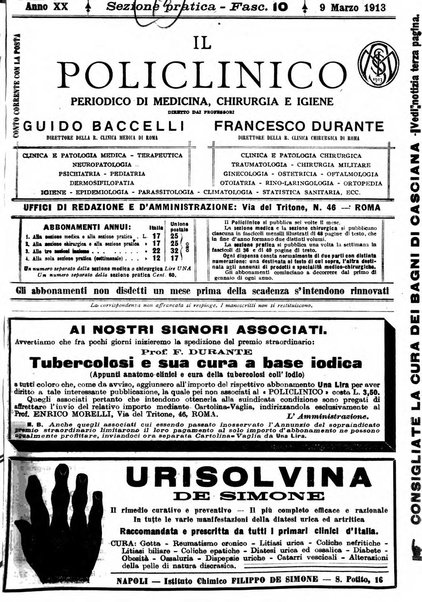 Il policlinico. Sezione pratica periodico di medicina, chirurgia e igiene