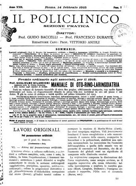 Il policlinico. Sezione pratica periodico di medicina, chirurgia e igiene