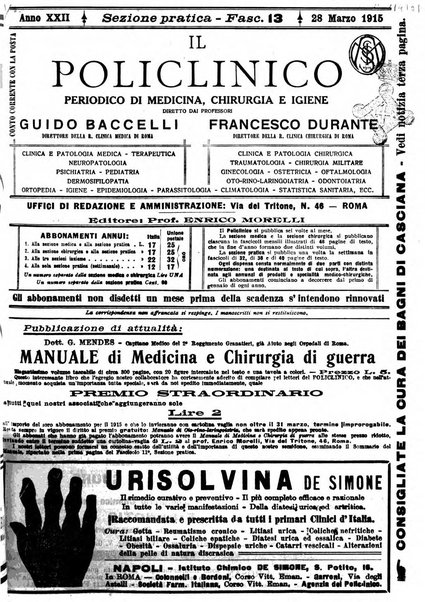 Il policlinico. Sezione pratica periodico di medicina, chirurgia e igiene