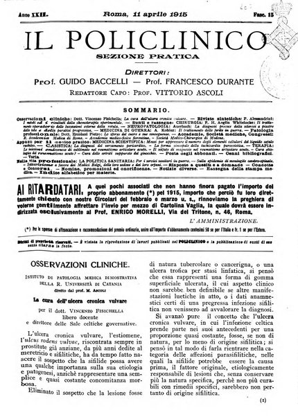 Il policlinico. Sezione pratica periodico di medicina, chirurgia e igiene