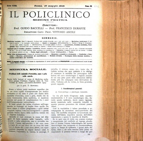 Il policlinico. Sezione pratica periodico di medicina, chirurgia e igiene