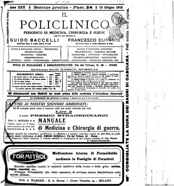 Il policlinico. Sezione pratica periodico di medicina, chirurgia e igiene