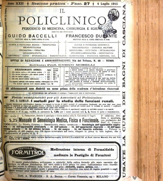 Il policlinico. Sezione pratica periodico di medicina, chirurgia e igiene