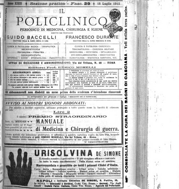 Il policlinico. Sezione pratica periodico di medicina, chirurgia e igiene