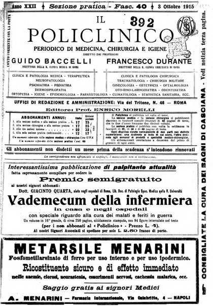 Il policlinico. Sezione pratica periodico di medicina, chirurgia e igiene