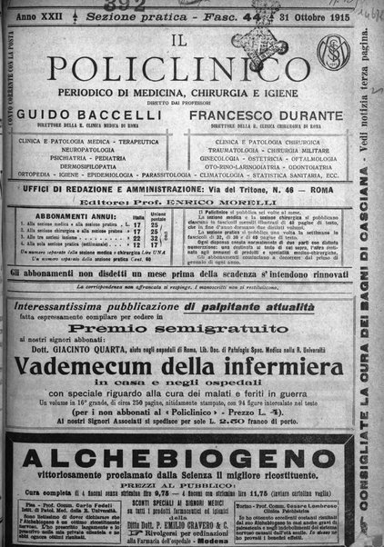 Il policlinico. Sezione pratica periodico di medicina, chirurgia e igiene