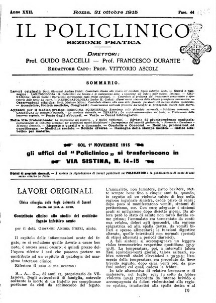 Il policlinico. Sezione pratica periodico di medicina, chirurgia e igiene