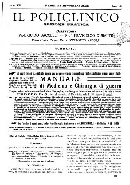 Il policlinico. Sezione pratica periodico di medicina, chirurgia e igiene