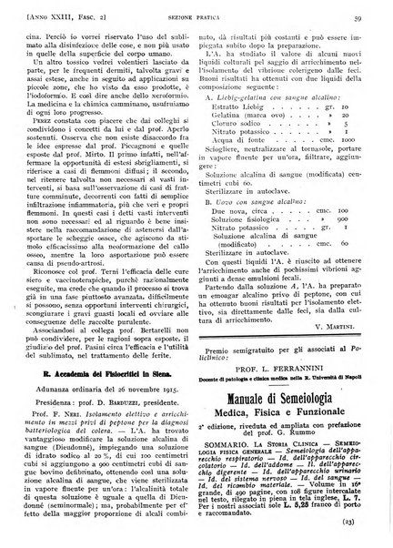 Il policlinico. Sezione pratica periodico di medicina, chirurgia e igiene