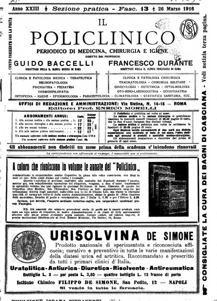 Il policlinico. Sezione pratica periodico di medicina, chirurgia e igiene