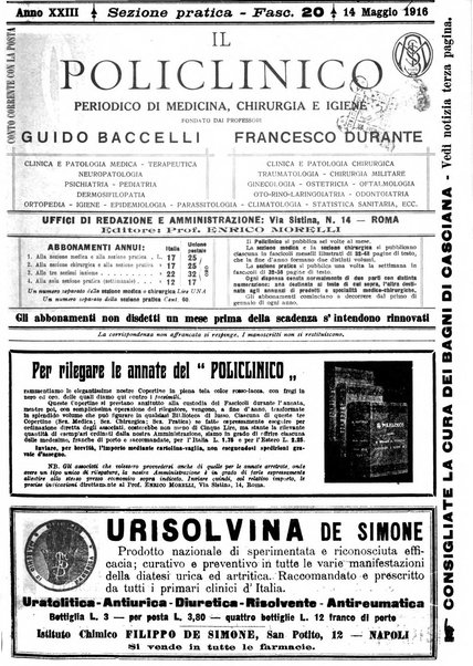 Il policlinico. Sezione pratica periodico di medicina, chirurgia e igiene