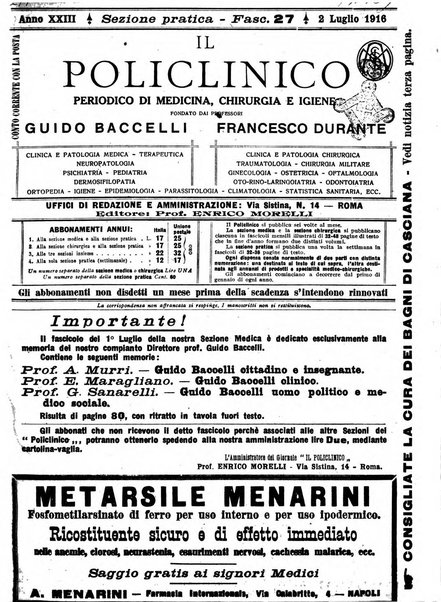 Il policlinico. Sezione pratica periodico di medicina, chirurgia e igiene