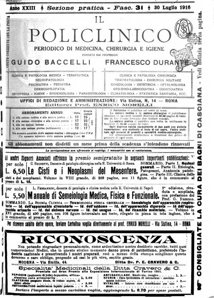 Il policlinico. Sezione pratica periodico di medicina, chirurgia e igiene