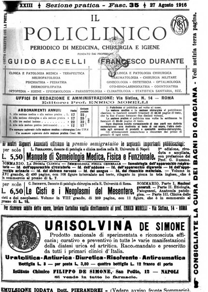 Il policlinico. Sezione pratica periodico di medicina, chirurgia e igiene