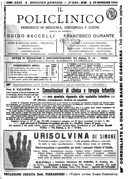 Il policlinico. Sezione pratica periodico di medicina, chirurgia e igiene