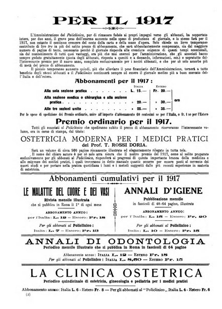 Il policlinico. Sezione pratica periodico di medicina, chirurgia e igiene