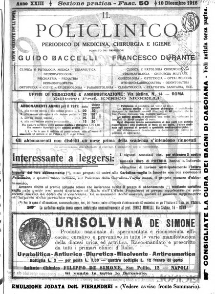 Il policlinico. Sezione pratica periodico di medicina, chirurgia e igiene