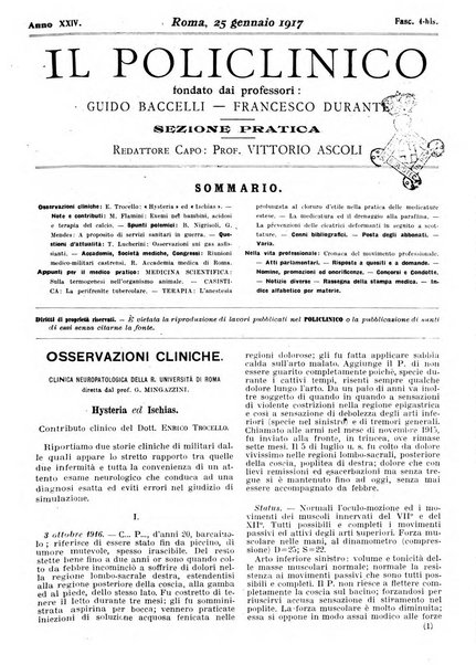 Il policlinico. Sezione pratica periodico di medicina, chirurgia e igiene