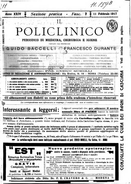 Il policlinico. Sezione pratica periodico di medicina, chirurgia e igiene