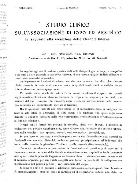 Il policlinico. Sezione pratica periodico di medicina, chirurgia e igiene