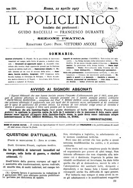 Il policlinico. Sezione pratica periodico di medicina, chirurgia e igiene