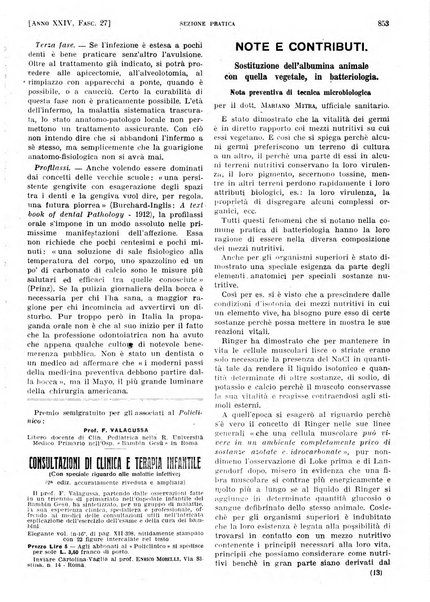 Il policlinico. Sezione pratica periodico di medicina, chirurgia e igiene