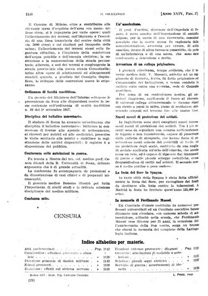 Il policlinico. Sezione pratica periodico di medicina, chirurgia e igiene