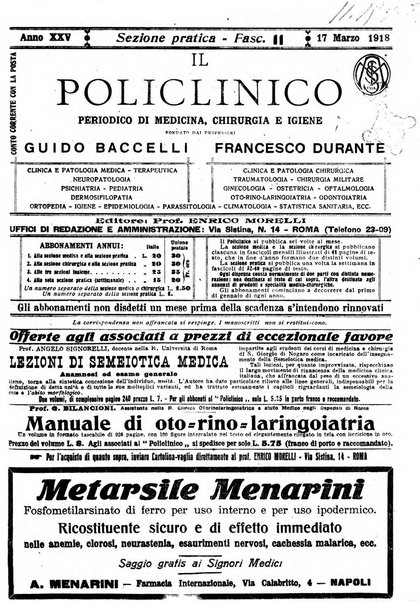 Il policlinico. Sezione pratica periodico di medicina, chirurgia e igiene