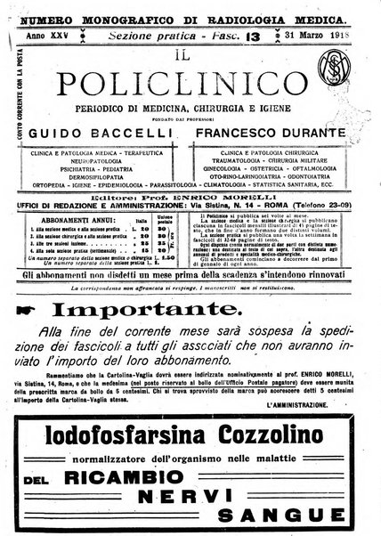 Il policlinico. Sezione pratica periodico di medicina, chirurgia e igiene