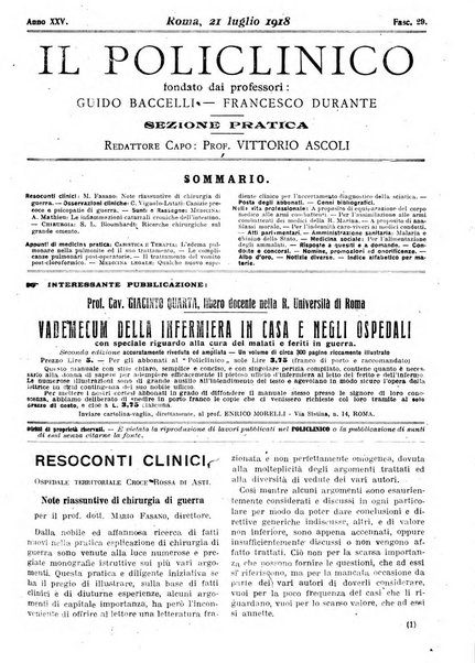 Il policlinico. Sezione pratica periodico di medicina, chirurgia e igiene