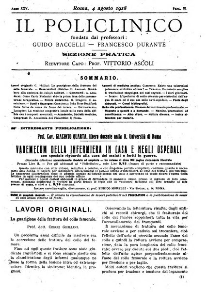 Il policlinico. Sezione pratica periodico di medicina, chirurgia e igiene