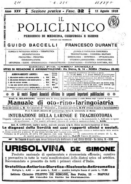 Il policlinico. Sezione pratica periodico di medicina, chirurgia e igiene