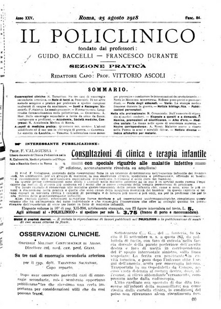 Il policlinico. Sezione pratica periodico di medicina, chirurgia e igiene