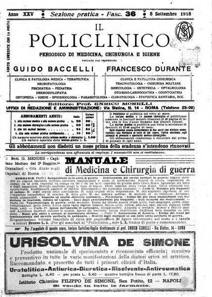 Il policlinico. Sezione pratica periodico di medicina, chirurgia e igiene