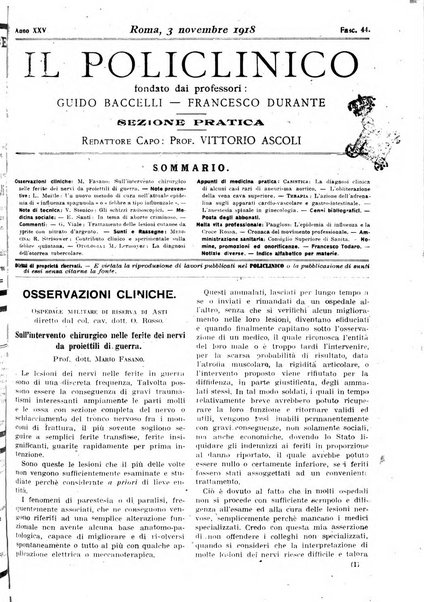 Il policlinico. Sezione pratica periodico di medicina, chirurgia e igiene