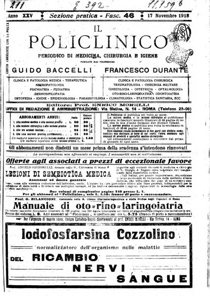 Il policlinico. Sezione pratica periodico di medicina, chirurgia e igiene