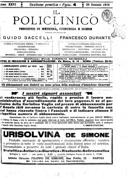 Il policlinico. Sezione pratica periodico di medicina, chirurgia e igiene