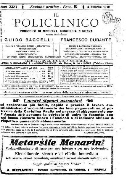 Il policlinico. Sezione pratica periodico di medicina, chirurgia e igiene