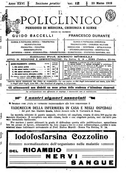 Il policlinico. Sezione pratica periodico di medicina, chirurgia e igiene