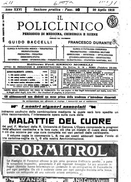 Il policlinico. Sezione pratica periodico di medicina, chirurgia e igiene