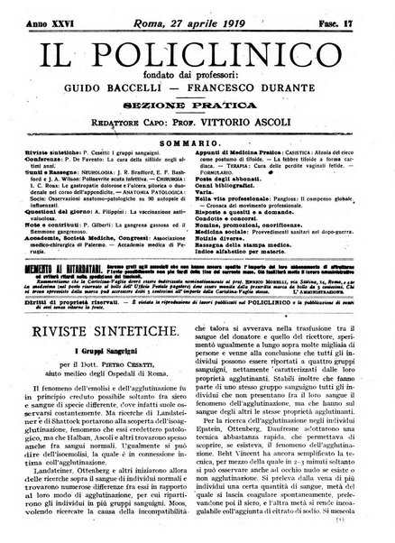 Il policlinico. Sezione pratica periodico di medicina, chirurgia e igiene