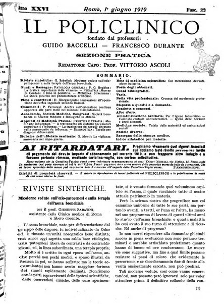 Il policlinico. Sezione pratica periodico di medicina, chirurgia e igiene