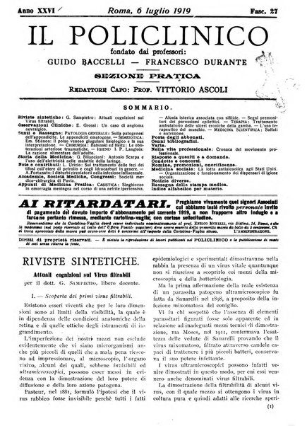 Il policlinico. Sezione pratica periodico di medicina, chirurgia e igiene