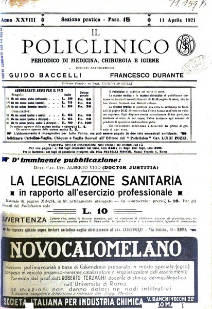 Il policlinico. Sezione pratica periodico di medicina, chirurgia e igiene