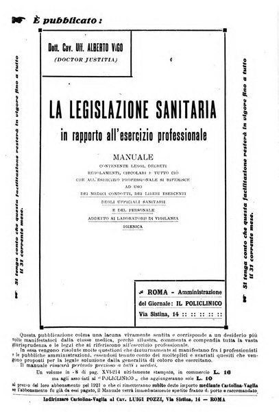 Il policlinico. Sezione pratica periodico di medicina, chirurgia e igiene